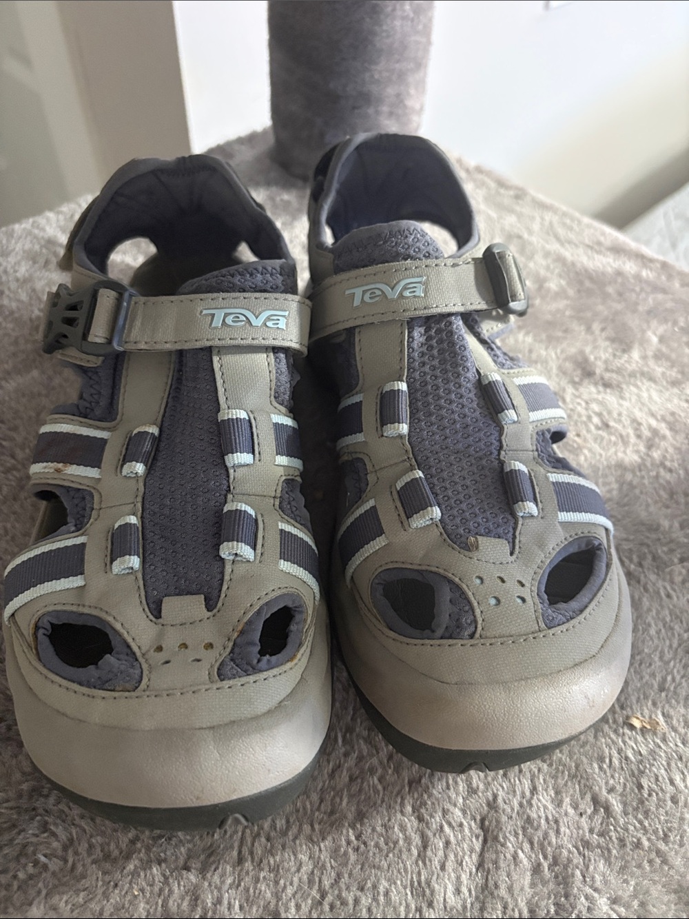 Teva Gray and Light Gray Closed-Toe Sport Sandals